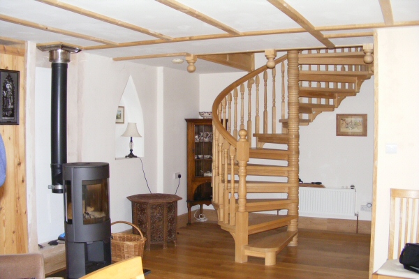 Spiral staircase in ash