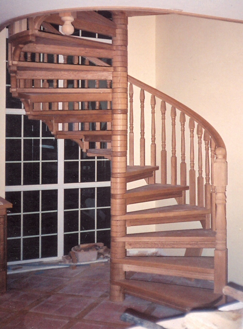 Spiral Staircase - Shows contoured central column with spindles