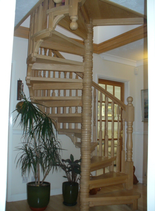Spiral staircase in ash