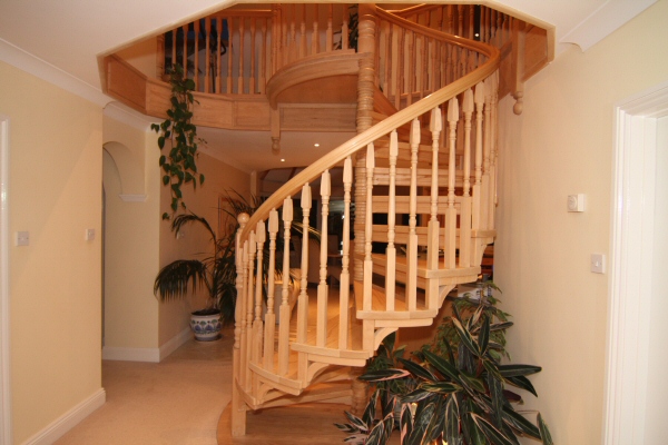 Spiral staircase in ash